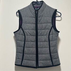 Boden Women's grey Quilted wool Vest sz 4 outdoor preppy equestrian